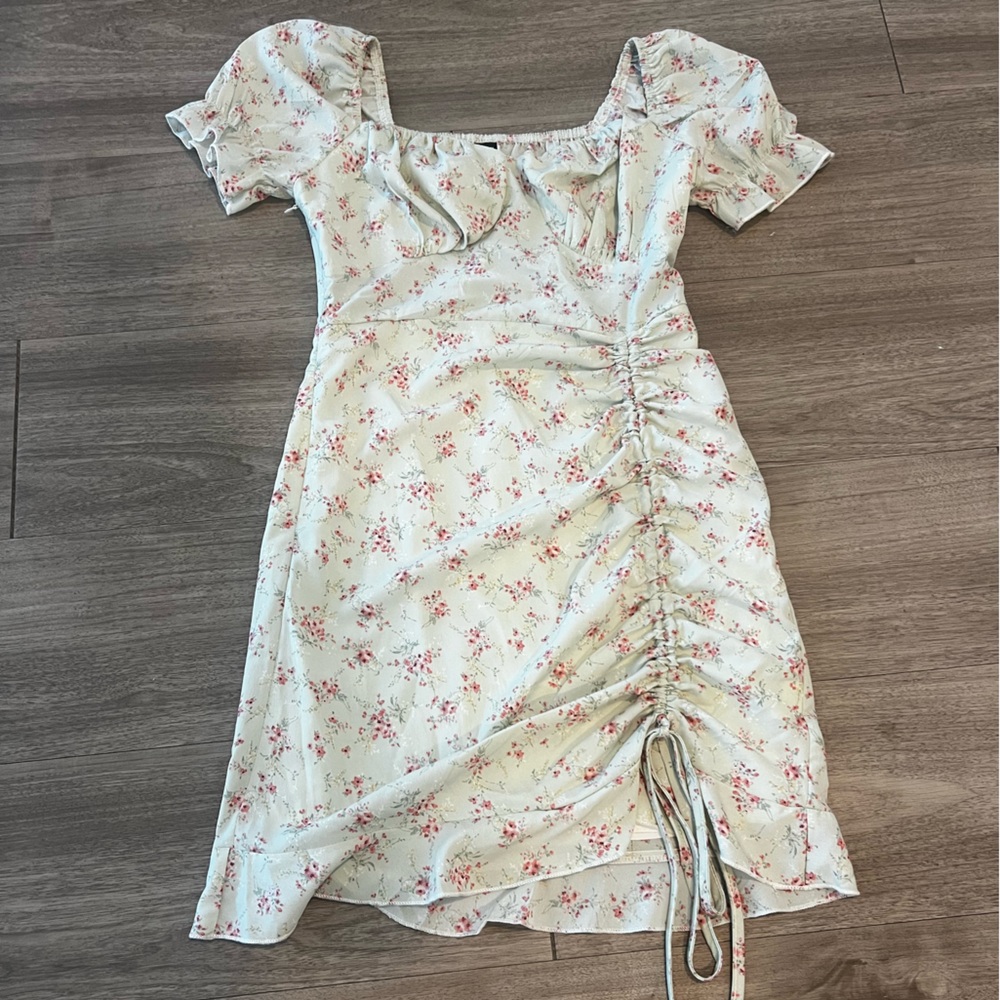 SHEIN Floral Print Dress with Ruched Detail